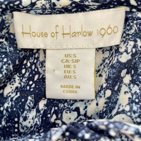 House of Harlow 1960 Blue  Ivory Sleeveless Blouse Sz   S - Picture 11 of 15